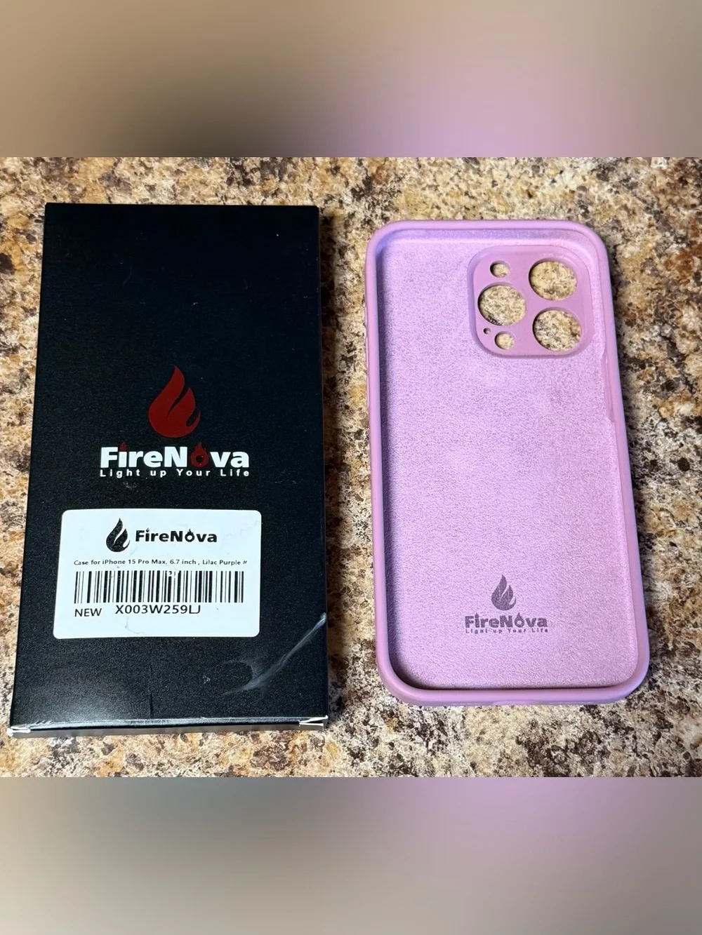 Fire nova Lilac Purple Phone Case for iPhone 15 Pro Max + screen protector